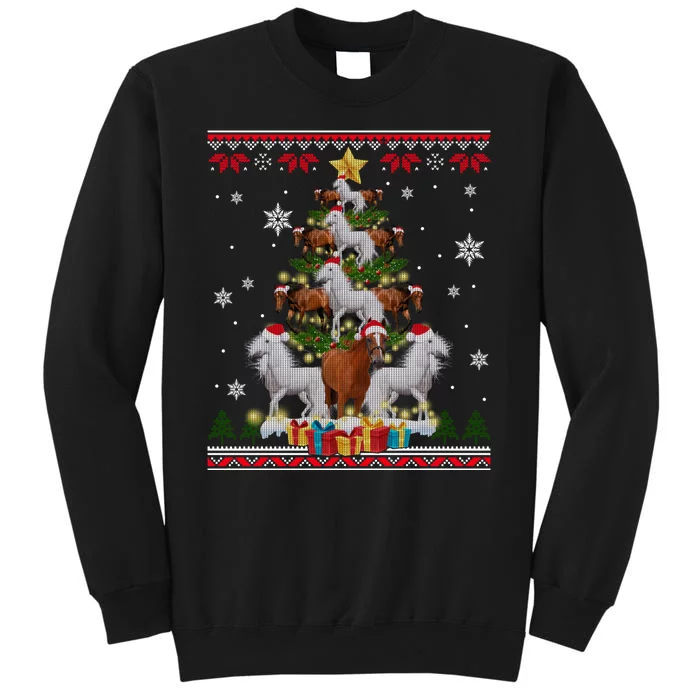 Horse Christmas Tree Xmas Lover Gift Ugly Christmas Tall Sweatshirt