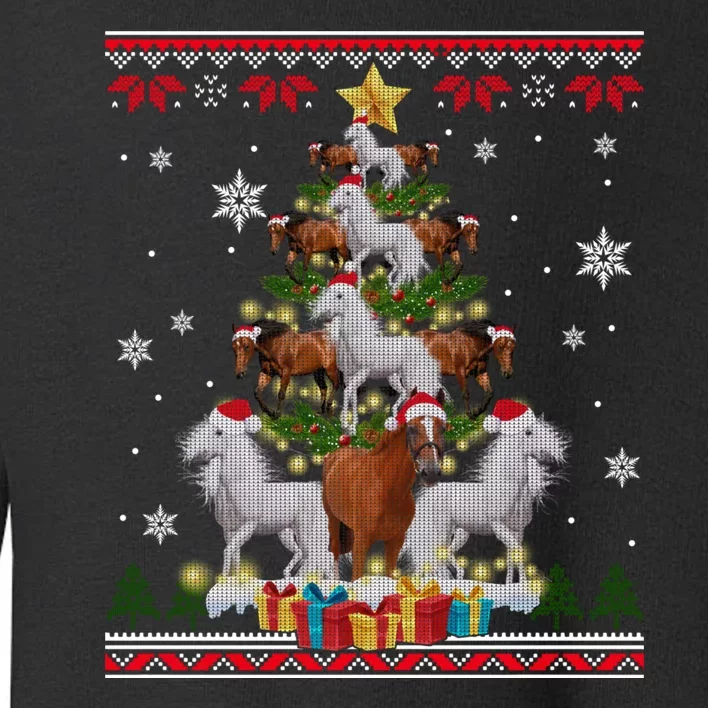 Horse Christmas Tree Xmas Lover Gift Ugly Christmas Toddler Sweatshirt