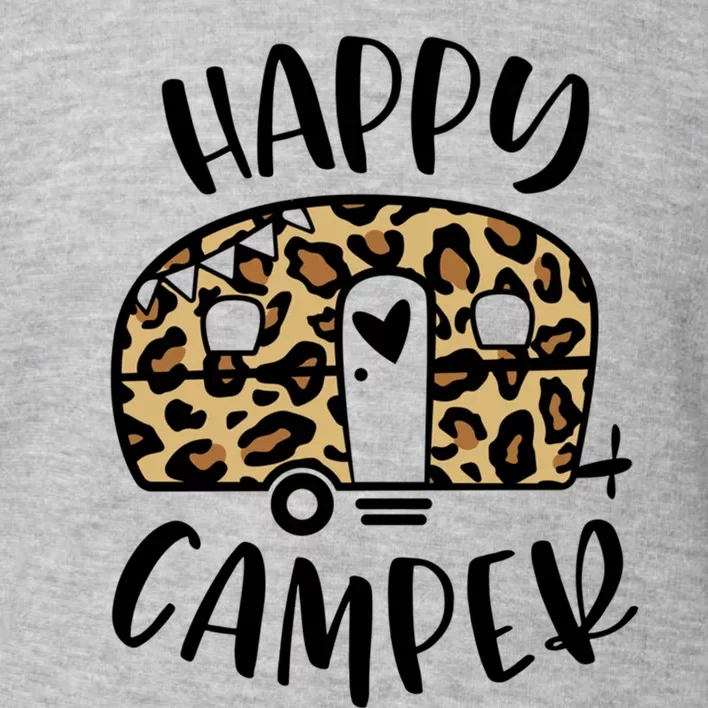 Happy Camper Trendy Leopard Camping Adventure Gift Toddler Sweatshirt