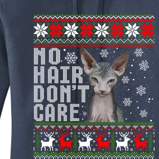 Hairless Cat Ugly Christmas Sweater Sphynx Cat Gift Women's Pullover Hoodie