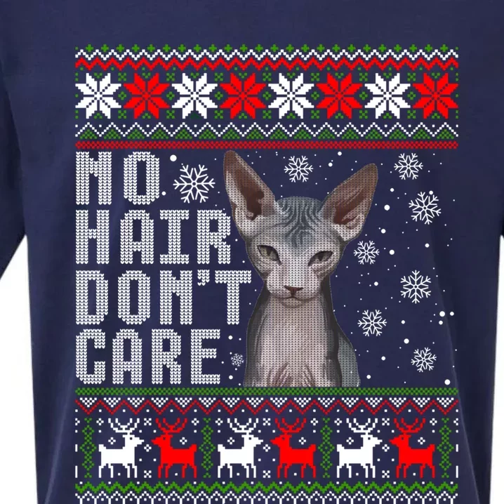 Hairless Cat Ugly Christmas Sweater Sphynx Cat Gift Sueded Cloud Jersey T-Shirt