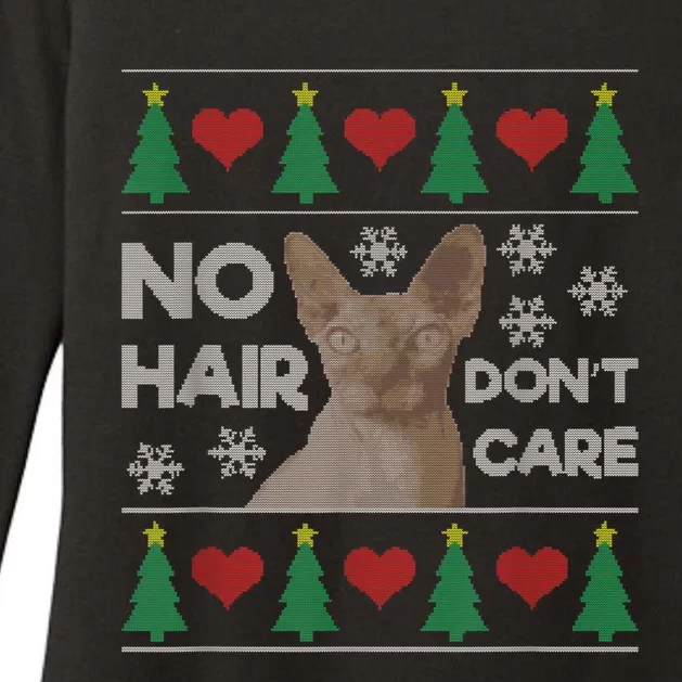 Hairless Cat Ugly Christmas Sweater Sphynx Cat Womens CVC Long Sleeve Shirt