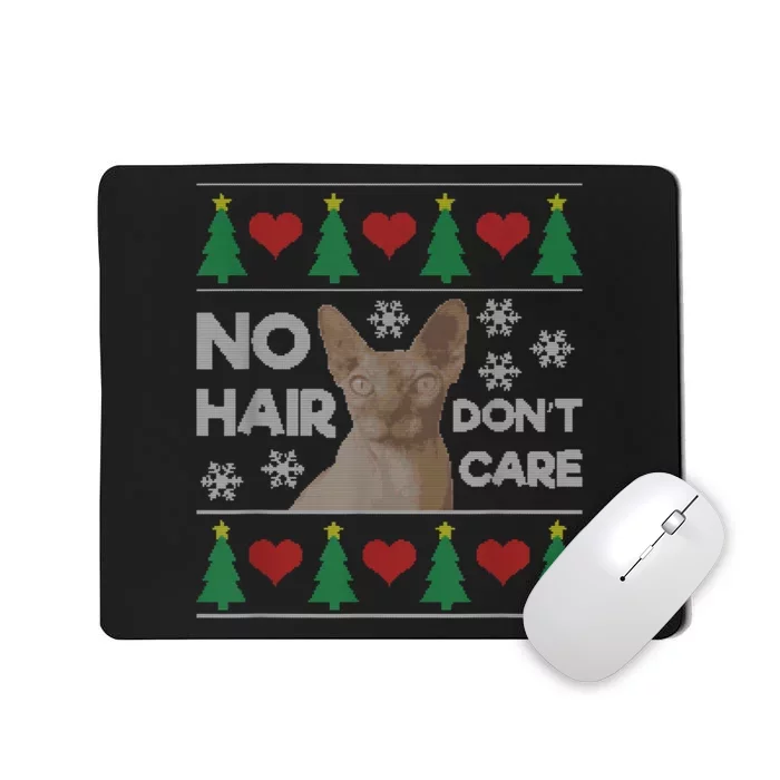 Hairless Cat Ugly Christmas Sweater Sphynx Cat Mousepad