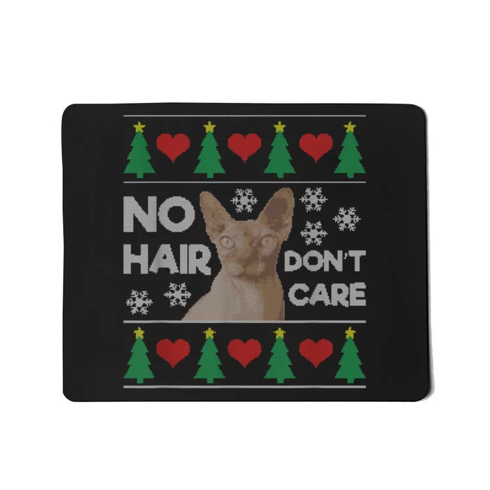 Hairless Cat Ugly Christmas Sweater Sphynx Cat Mousepad