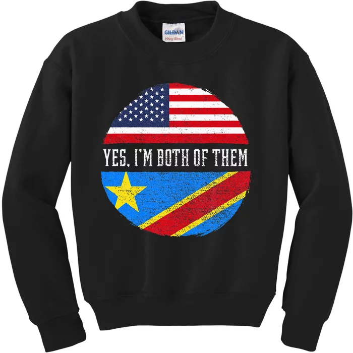 Half Congolese USA Flag Democratic Republic Of The Congo Kids Sweatshirt