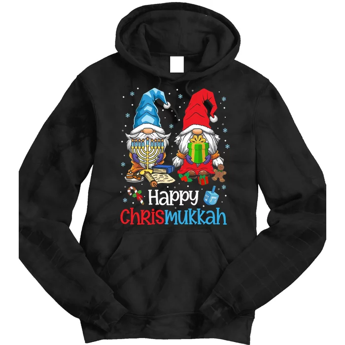 Happy Christmukkah Ugly Sweater Hanukkah Christmas Gnome Long Sleeve Tie Dye Hoodie