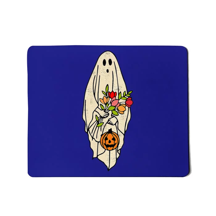 Halloween Costume Vintage Floral Ghost Pumpkin Funny Graphic Mousepad