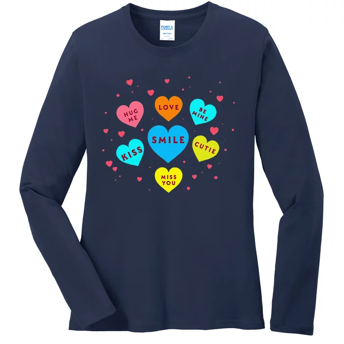 Heart Candy Valentine Candy Hearts Valentine Ladies Long Sleeve Shirt