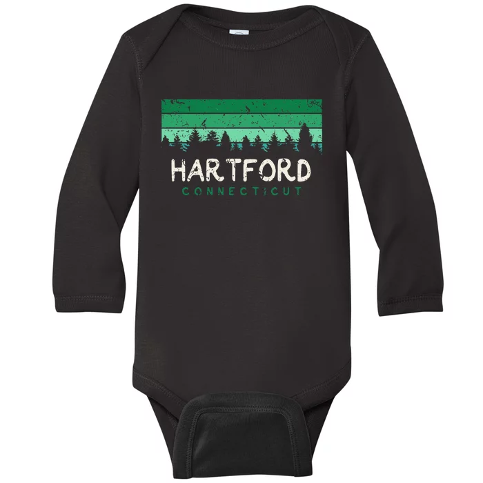 Hartford Connecticut Vintage Baby Long Sleeve Bodysuit