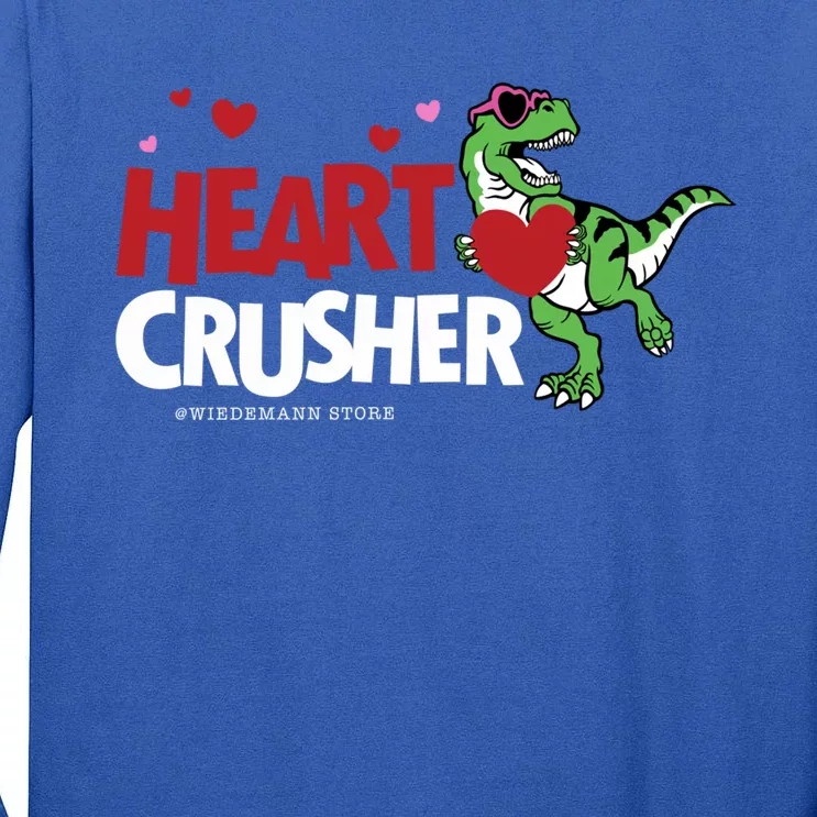 Heart Crusher Valentines Day Dinosaur T Rex Lover Gift Tall Long Sleeve T-Shirt