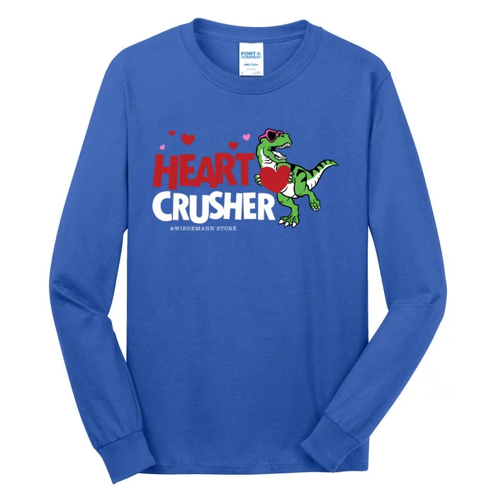 Heart Crusher Valentines Day Dinosaur T Rex Lover Gift Tall Long Sleeve T-Shirt