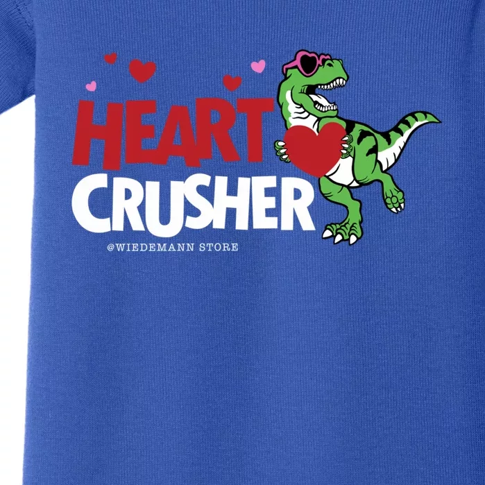 Heart Crusher Valentines Day Dinosaur T Rex Lover Gift Baby Bodysuit