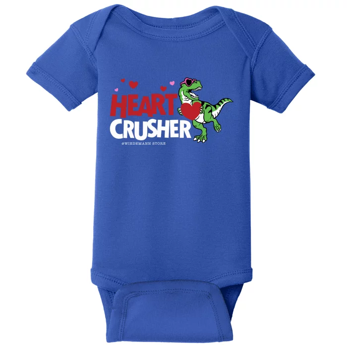 Heart Crusher Valentines Day Dinosaur T Rex Lover Gift Baby Bodysuit