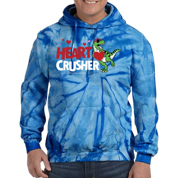 Heart Crusher Valentines Day Dinosaur T Rex Lover Gift Tie Dye Hoodie