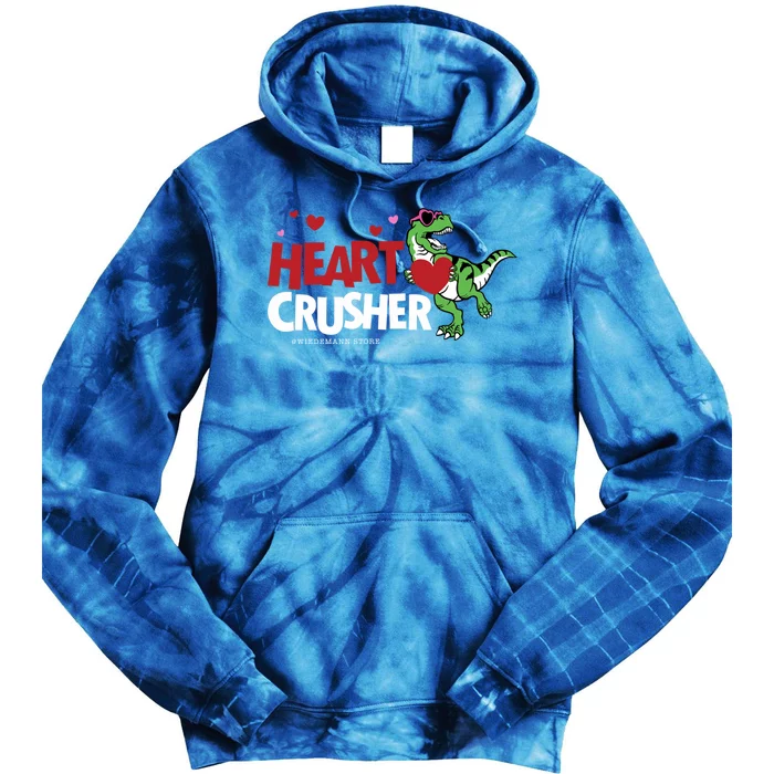 Heart Crusher Valentines Day Dinosaur T Rex Lover Gift Tie Dye Hoodie