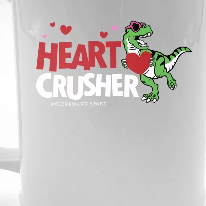 Heart Crusher Valentines Day Dinosaur T Rex Lover Gift Front & Back Beer Stein