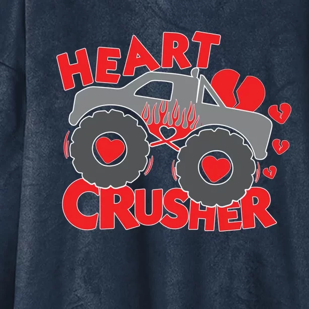 Hearts Crusher Valentines Day Monster Truck Cool Gift Hooded Wearable Blanket