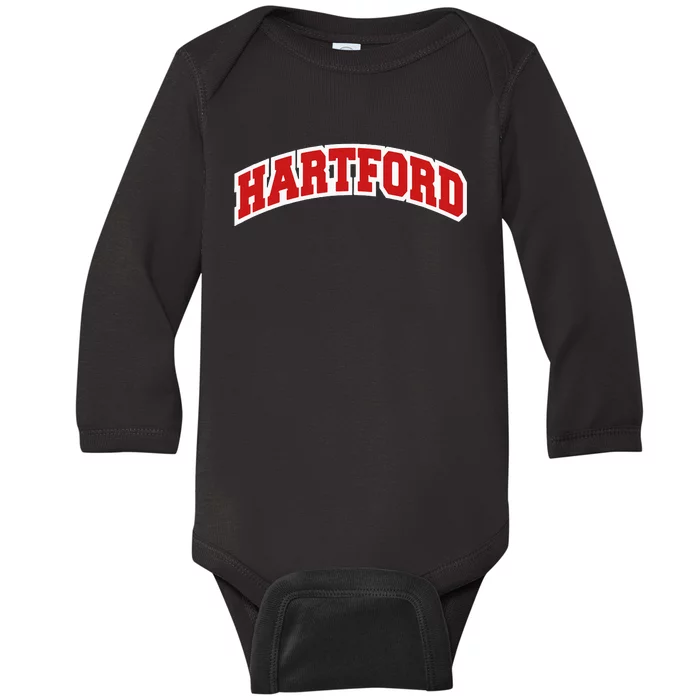 Hartford Connecticut Varsity Style Vintage Swea Baby Long Sleeve Bodysuit