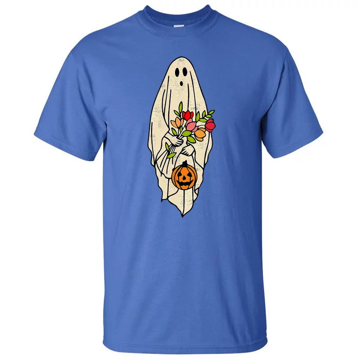 Halloween Costume Vintage Floral Ghost Pumpkin Funny Tall T-Shirt