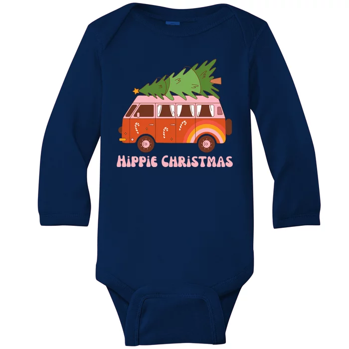 Hippie Christmas Van Holiday Baby Long Sleeve Bodysuit