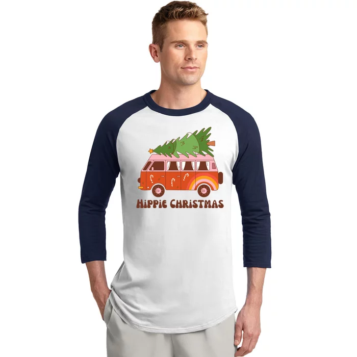 Hippie Christmas Van Holiday Baseball Sleeve Shirt