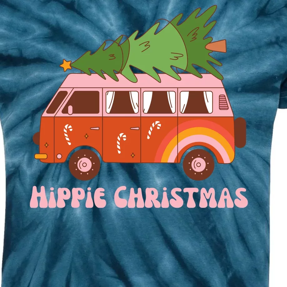 Hippie Christmas Van Holiday Kids Tie-Dye T-Shirt