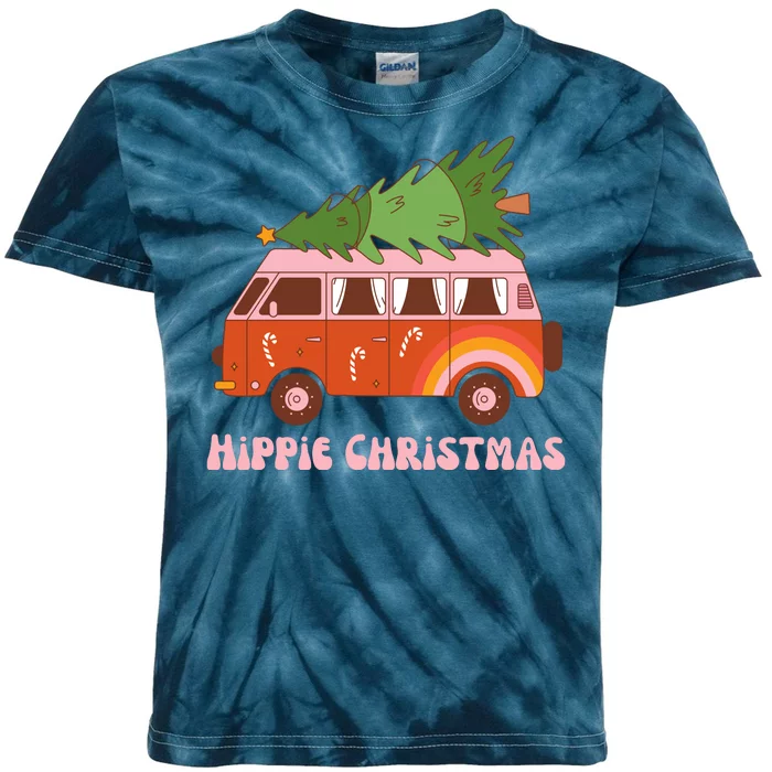 Hippie Christmas Van Holiday Kids Tie-Dye T-Shirt