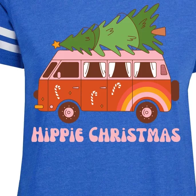 Hippie Christmas Van Holiday Enza Ladies Jersey Football T-Shirt