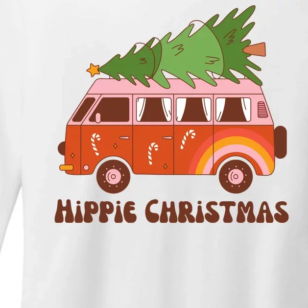 Hippie Christmas Van Holiday Womens CVC Long Sleeve Shirt