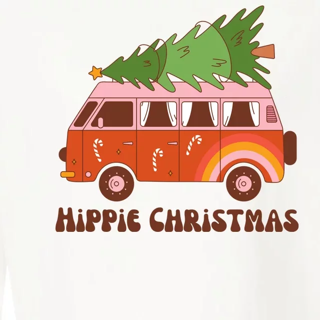 Hippie Christmas Van Holiday Cropped Pullover Crew