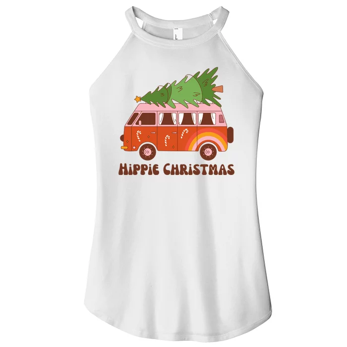 Hippie Christmas Van Holiday Women’s Perfect Tri Rocker Tank