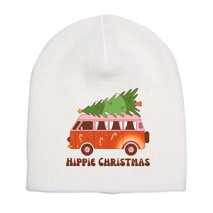 Hippie Christmas Van Holiday Short Acrylic Beanie