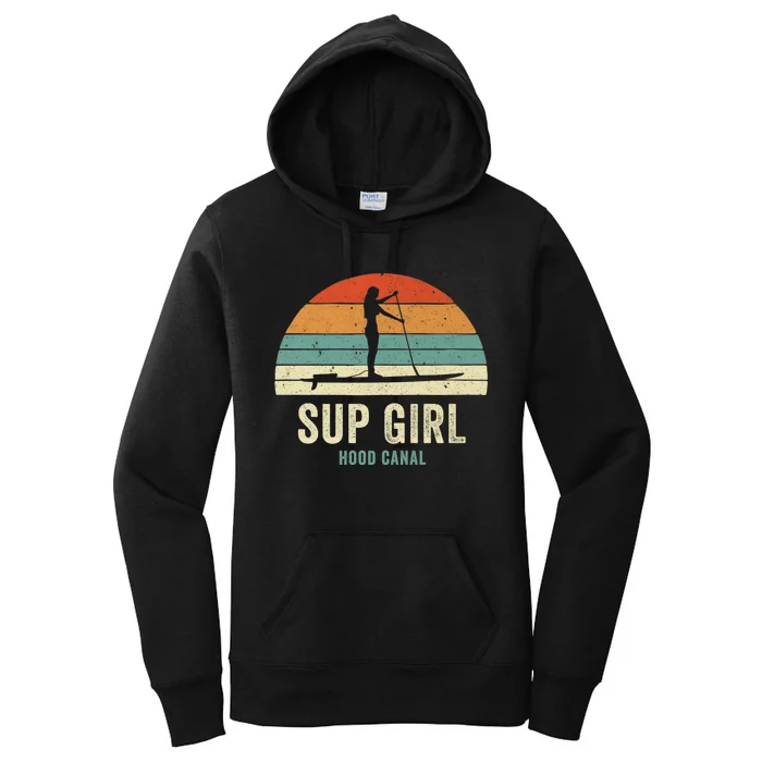 Hood Canal Woman On Sup Girl Retro Vintage Women's Pullover Hoodie