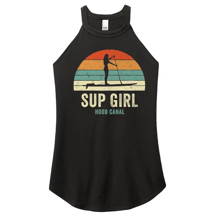 Hood Canal Woman On Sup Girl Retro Vintage Women’s Perfect Tri Rocker Tank