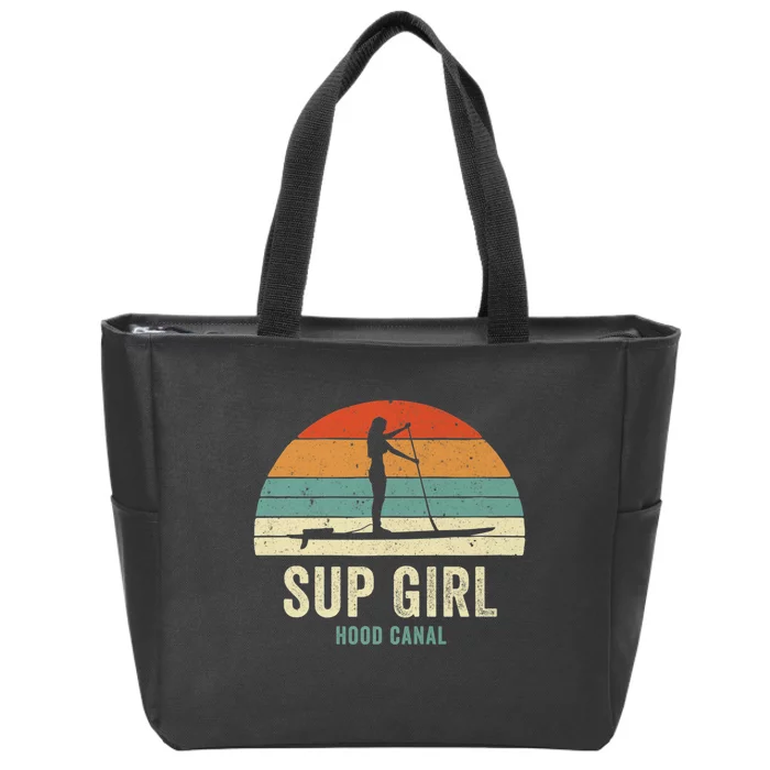 Hood Canal Woman On Sup Girl Retro Vintage Zip Tote Bag