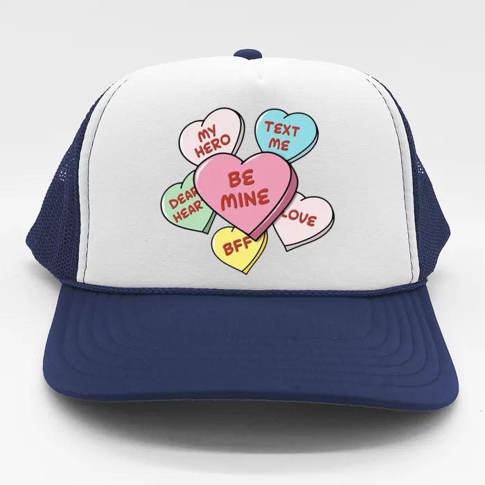 Heart Candies With Sweetie Messages Pastels Valentine's Day Trucker Hat