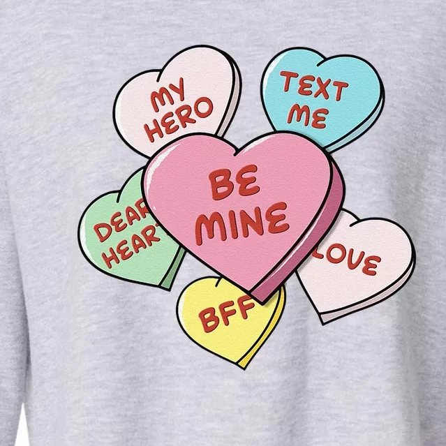 Heart Candies With Sweetie Messages Pastels Valentine's Day Cropped Pullover Crew