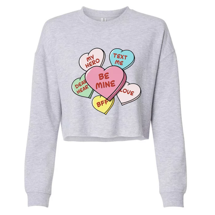 Heart Candies With Sweetie Messages Pastels Valentine's Day Cropped Pullover Crew