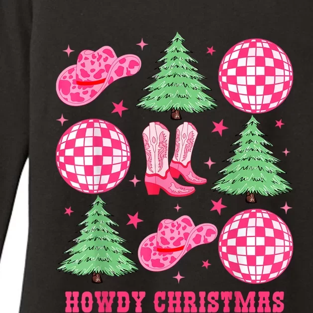 Howdy Christmas Western Cowgirl Boots And Hats Xmas Trees Womens CVC Long Sleeve Shirt