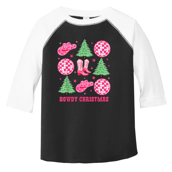 Howdy Christmas Western Cowgirl Boots And Hats Xmas Trees Toddler Fine Jersey T-Shirt