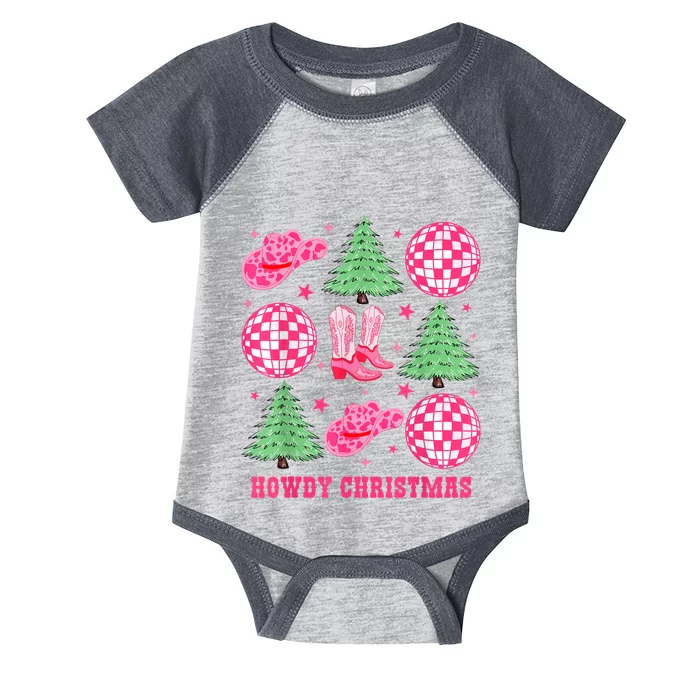 Howdy Christmas Western Cowgirl Boots And Hats Xmas Trees Infant Baby Jersey Bodysuit