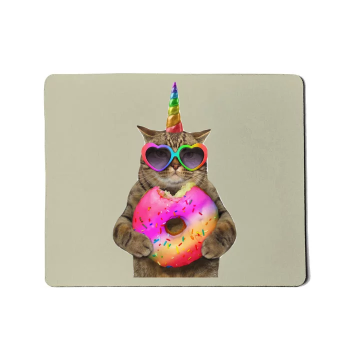 Humor Cat With Donut Funny Cat Bites Donut Mousepad