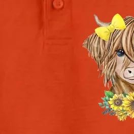 Highland Cow With Sunflowers Dry Zone Grid Performance Polo