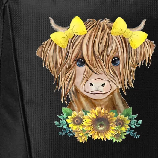 Highland Cow With Sunflowers City Backpack