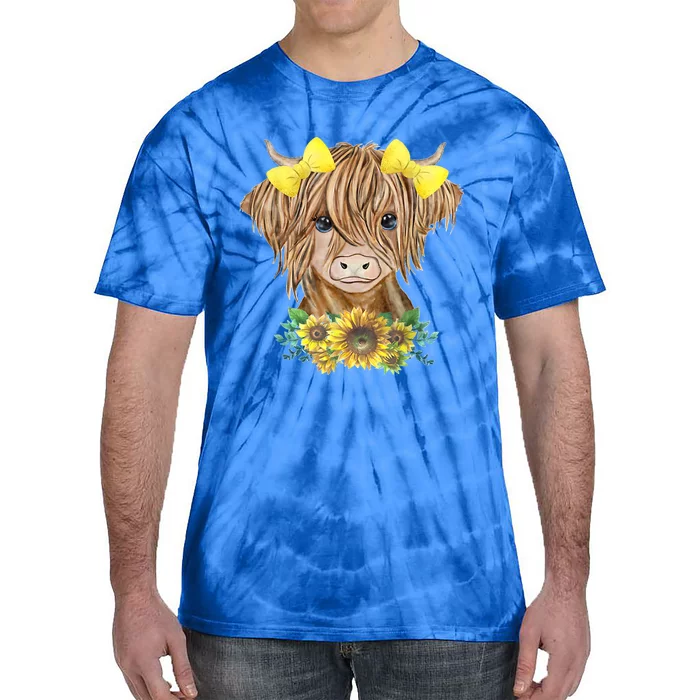 Highland Cow With Sunflowers Tie-Dye T-Shirt