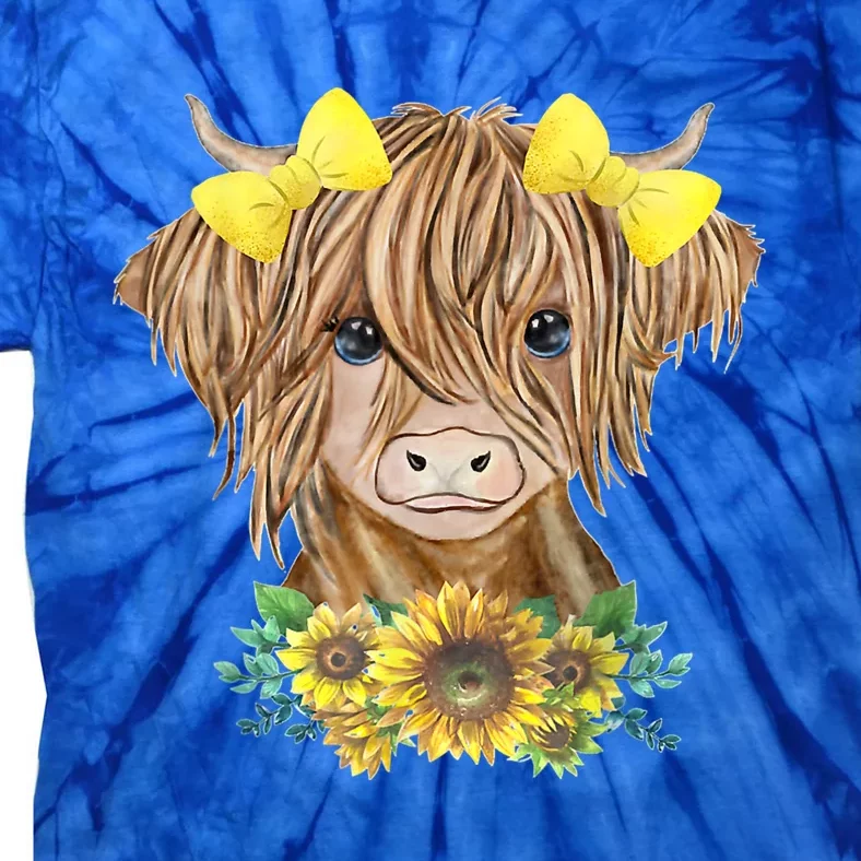 Highland Cow With Sunflowers Tie-Dye T-Shirt