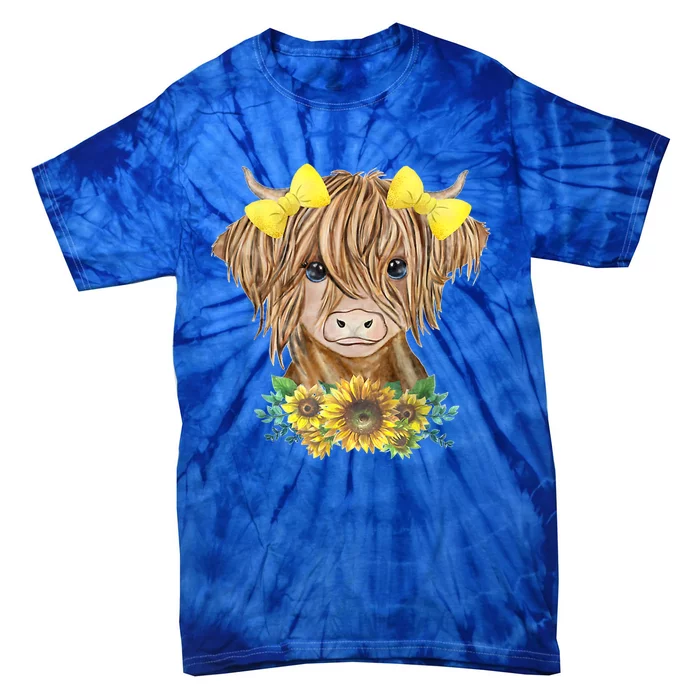 Highland Cow With Sunflowers Tie-Dye T-Shirt