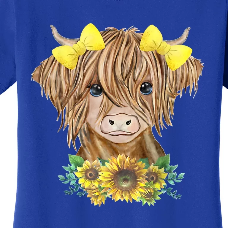 Highland Cow With Sunflowers Women's T-Shirt