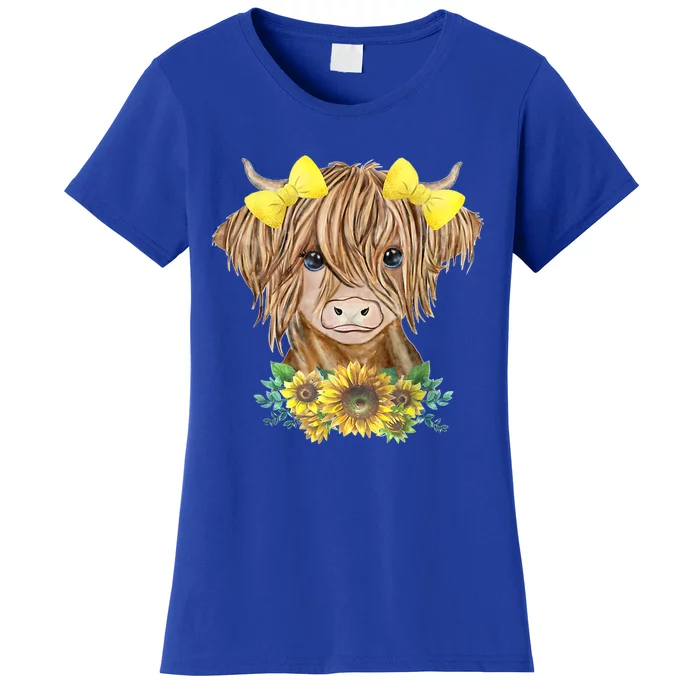 Highland Cow With Sunflowers Women's T-Shirt