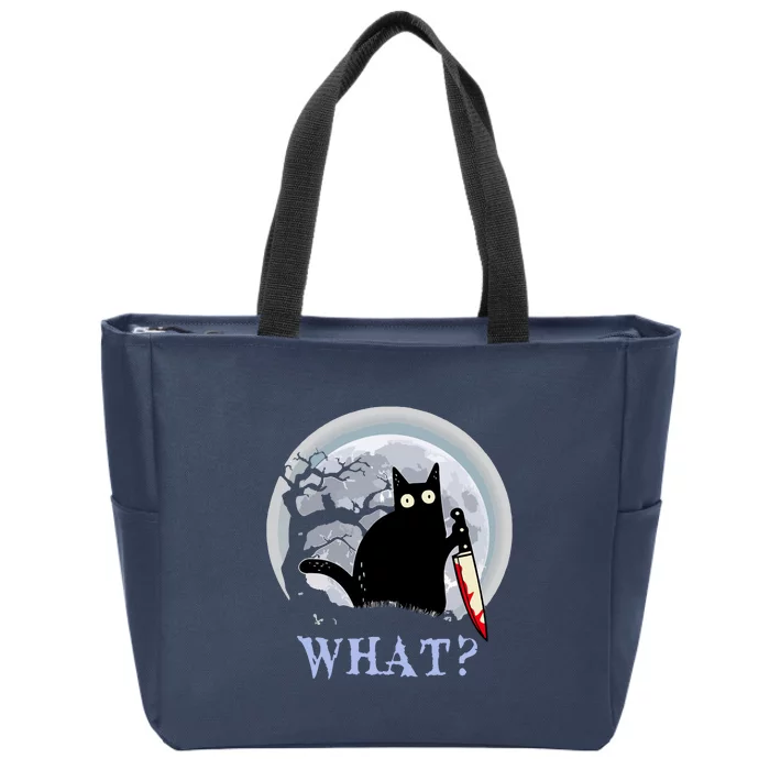 Halloween Cat What Murderous Black Cat With Knife Gift Zip Tote Bag